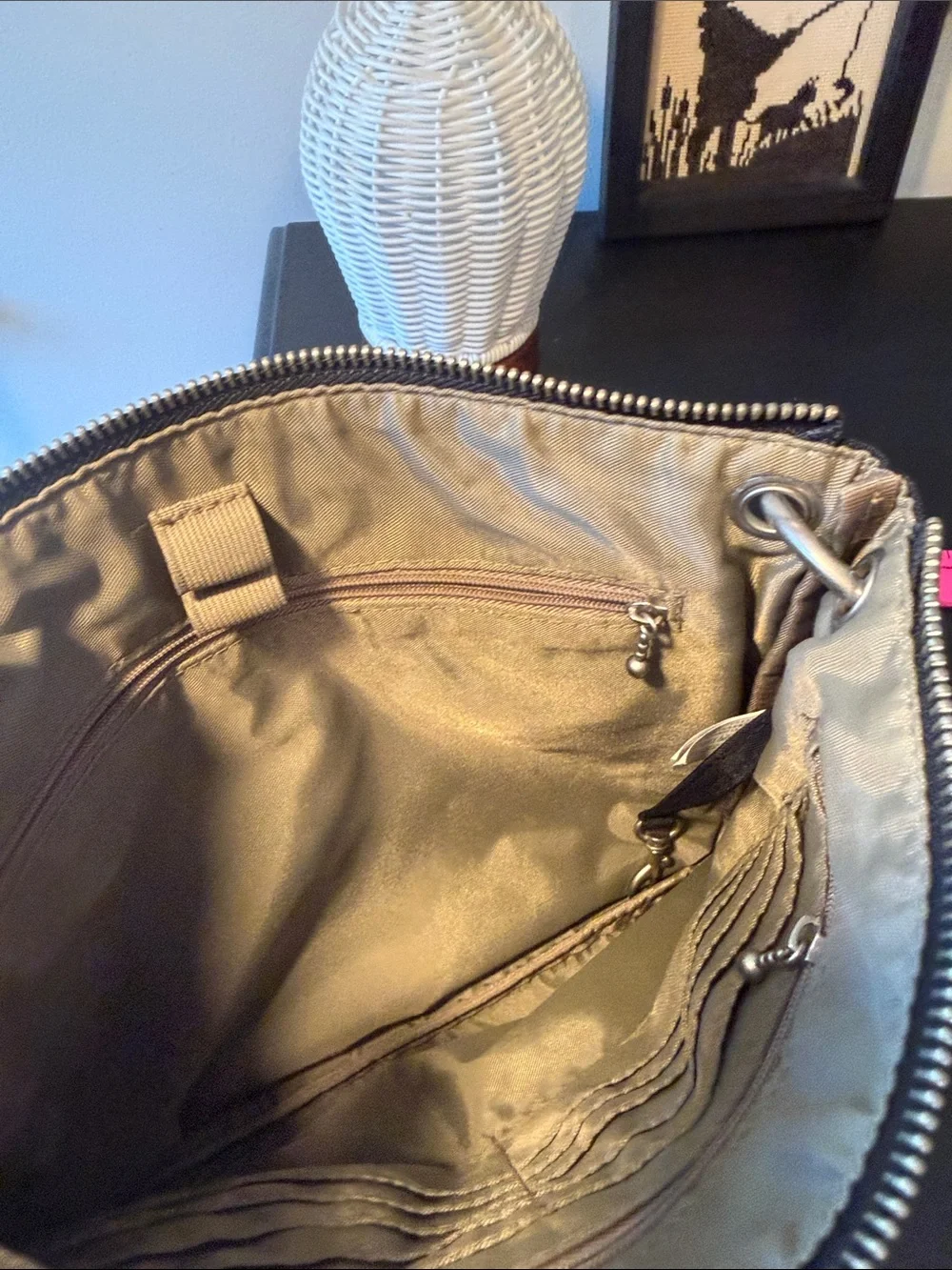 Baggallini Black Crossbody with Front Pockets and Silver Hardware